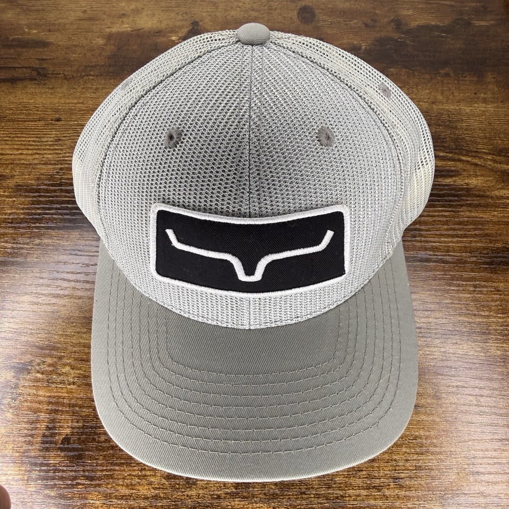 Kimes Ranch Trucker Snapback Hat Gray Black Longhorn Logo Western Cap